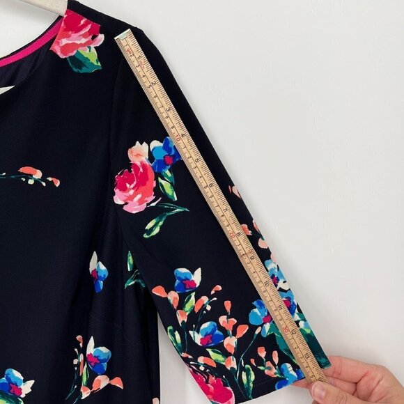 Eliza J Womens Floral Print Shift Dress Size 6 Navy Lined Stretch Half Sleeve - Picture 15 of 16